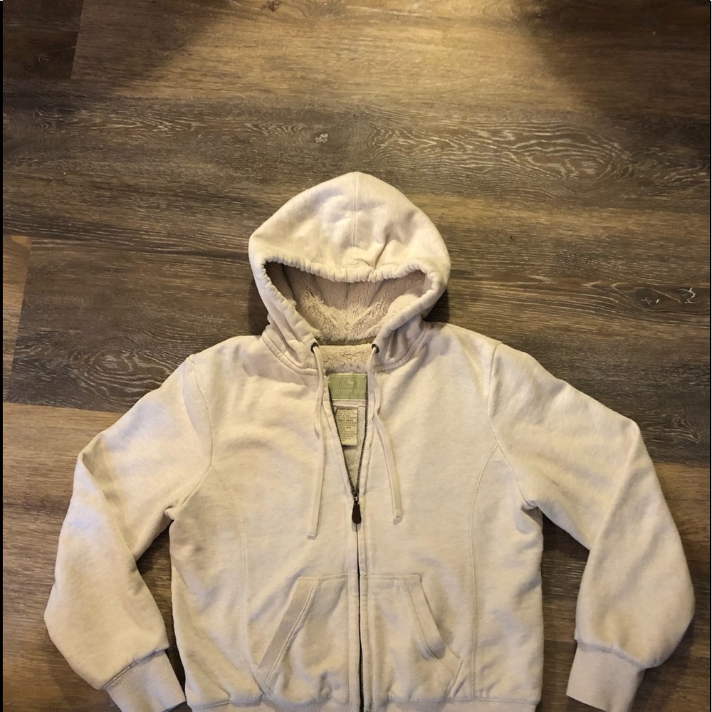 Ladies Green Tea fur lined fleece jacket sz small